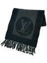 【中古】LOUIS VUITTON◆エシャルプカーディフ/マフラー/ウール/BLK/総柄/メンズ【服飾雑貨他】