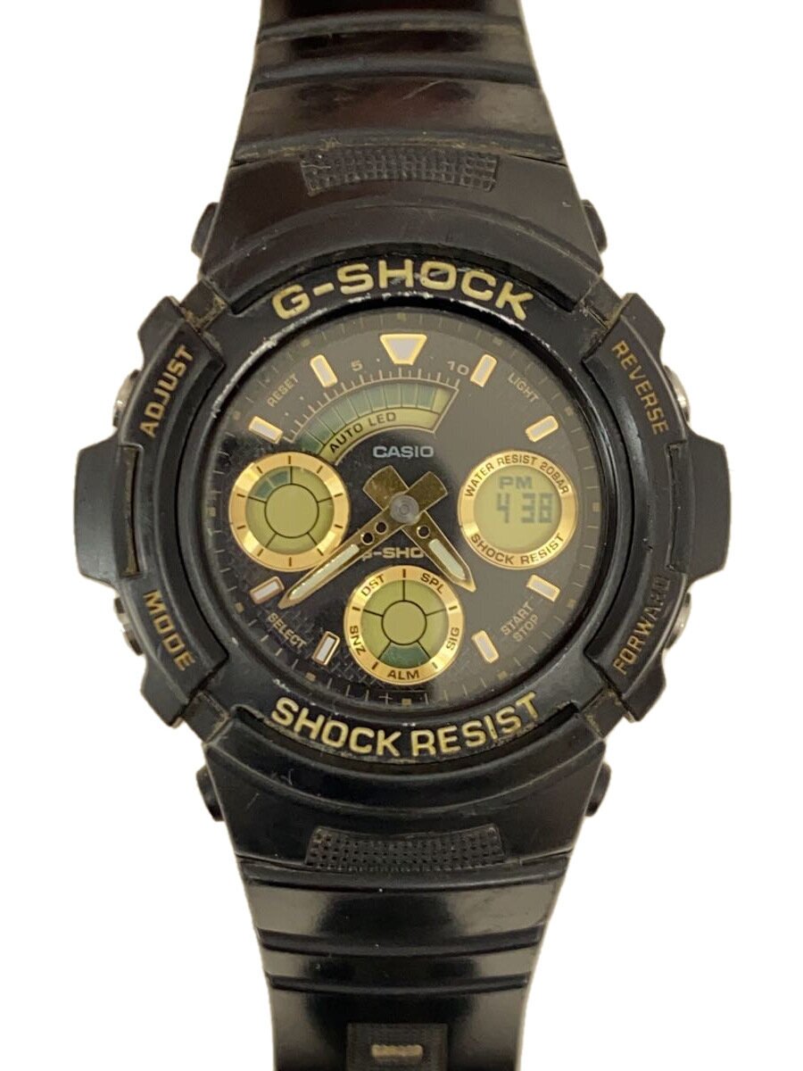 【中古】CASIO◆クォーツ腕時計・G-SHOCK/デジアナ/GLD/BLK【服飾雑貨他】