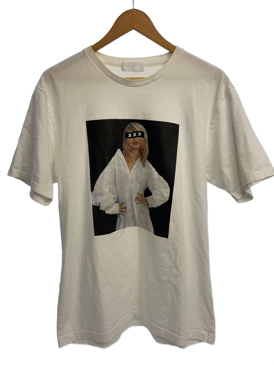 【中古】GOD SELECTION XXX◆Tシャツ/テイラースウィフト/コットン/ホワイト/プリント/襟元汚れ有り【メンズウェア】