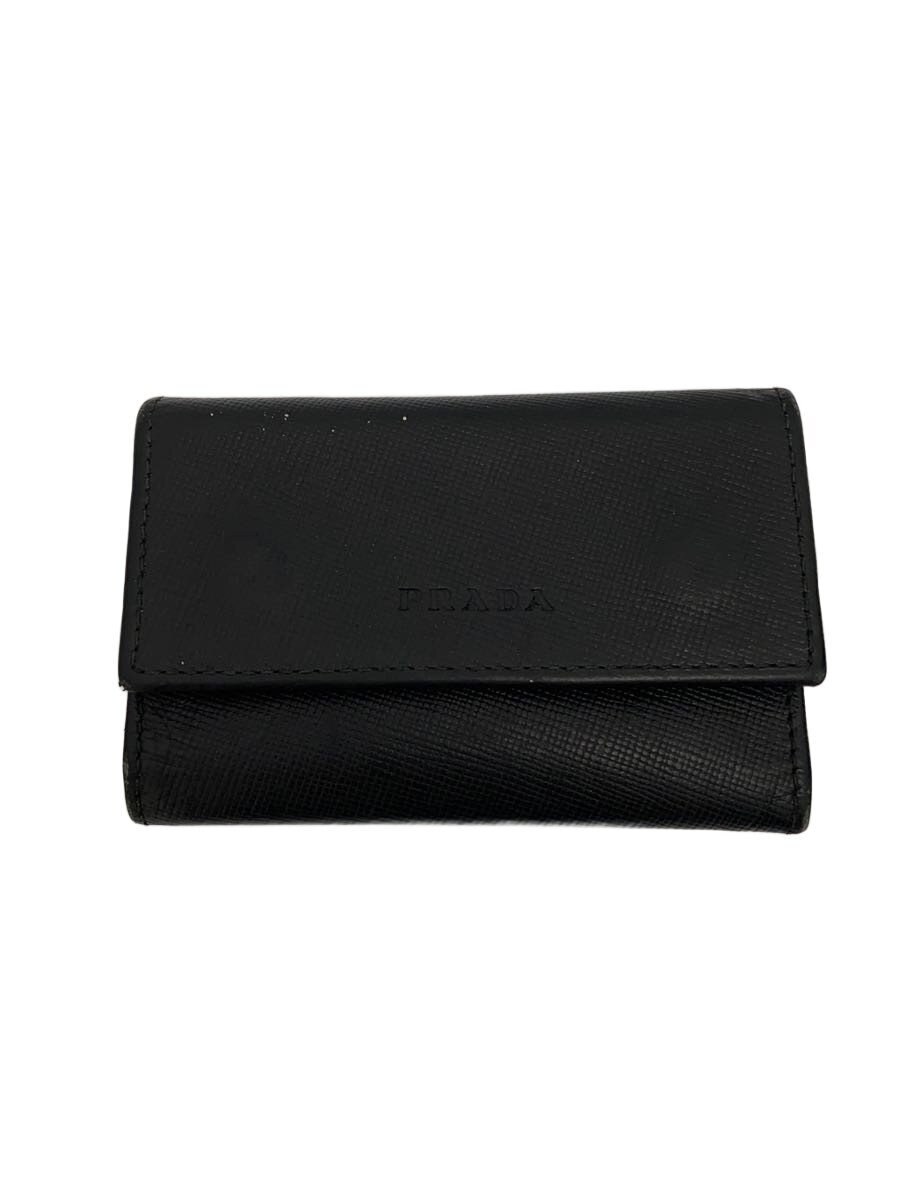 【中古】PRADA◆キーケース/レザー/BLK/メンズ/サフィアーノ【服飾雑貨他】
