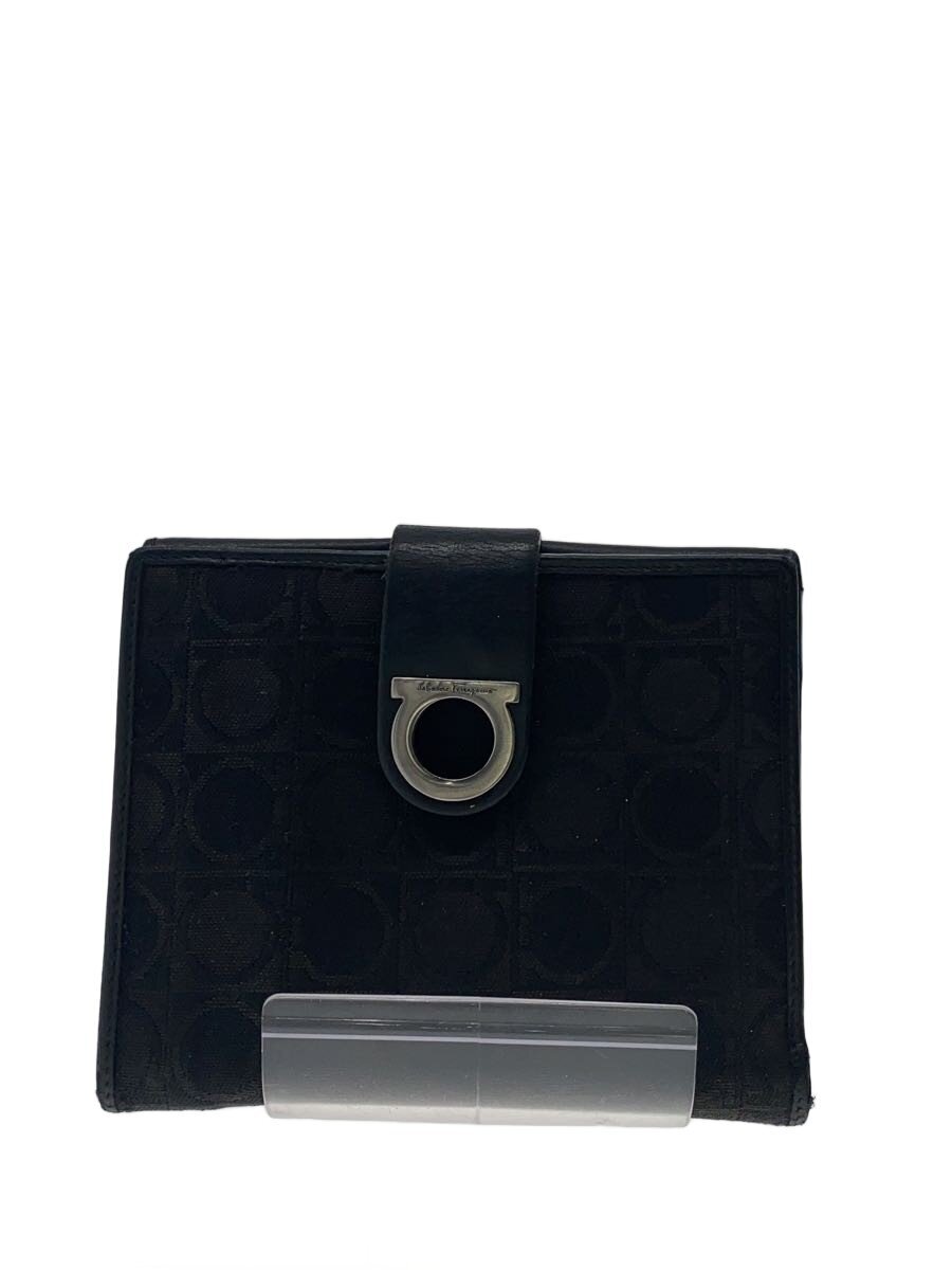 【中古】Salvatore Ferragamo◆2つ折り財布/レザー/BLK/総柄/レディース/ir-223667【服飾雑貨他】