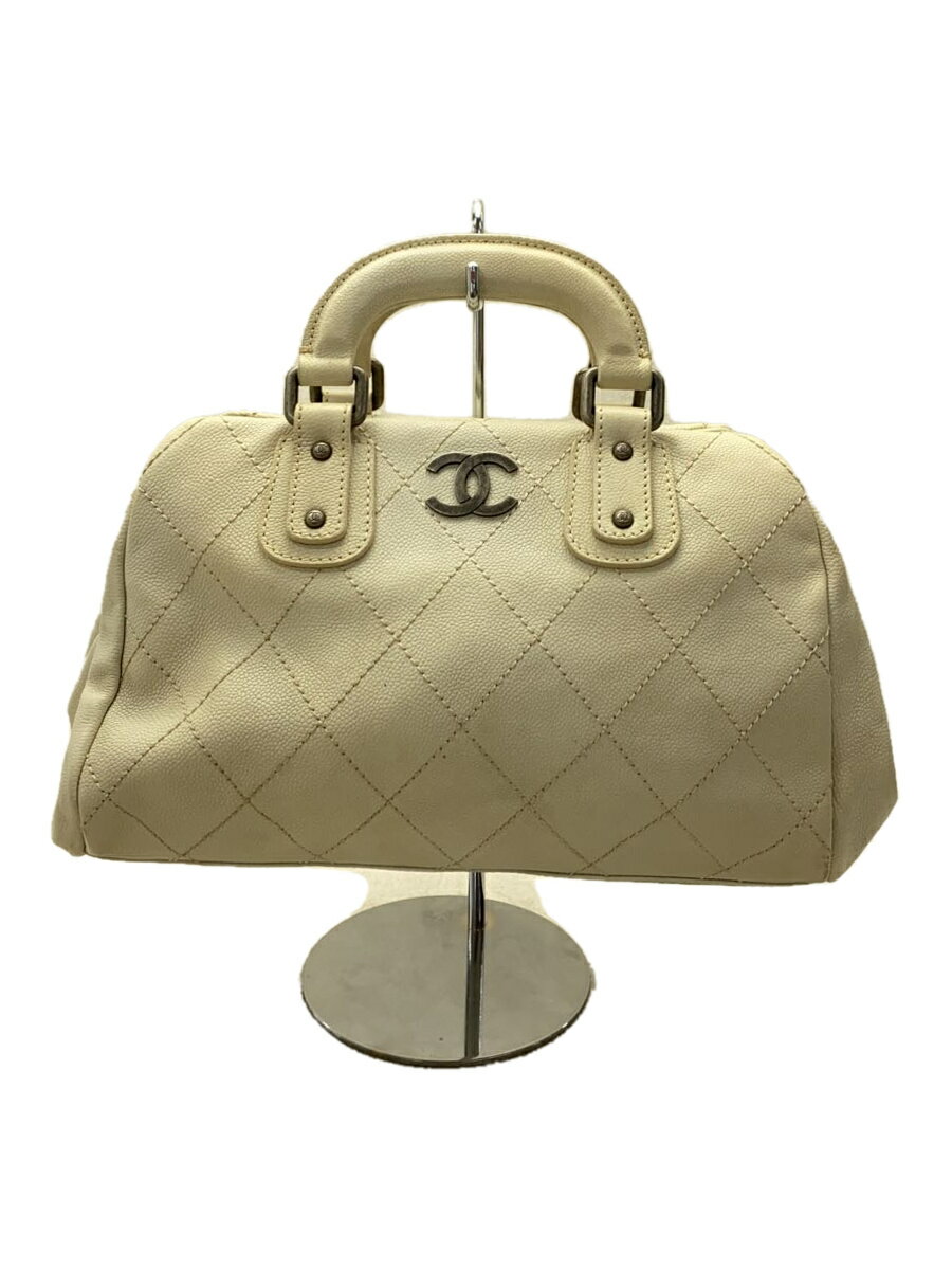 【中古】CHANEL◆ハンドバッグ/--/WHT/総柄【バッグ】