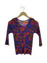 【中古】PLEATS PLEASE ISSEY MIYAKE◆7分袖カットソー/3/ポリエステル/マルチカラー/総柄/PP33-FK342【レディースウェア】