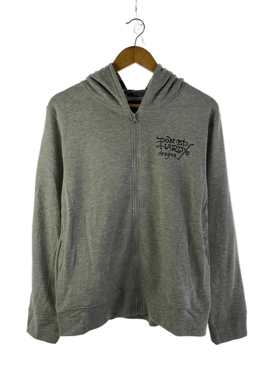 【中古】Don Ed Hardy◆ジップパーカー/L/コットン/GRY/無地【メンズウェア】