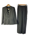 【中古】ARMANI COLLEZIONI◆2Bジャケット・スラックス/セットアップ/40/ウール/GRY/ストライプ/肩パッド入り【レディースウェア】
