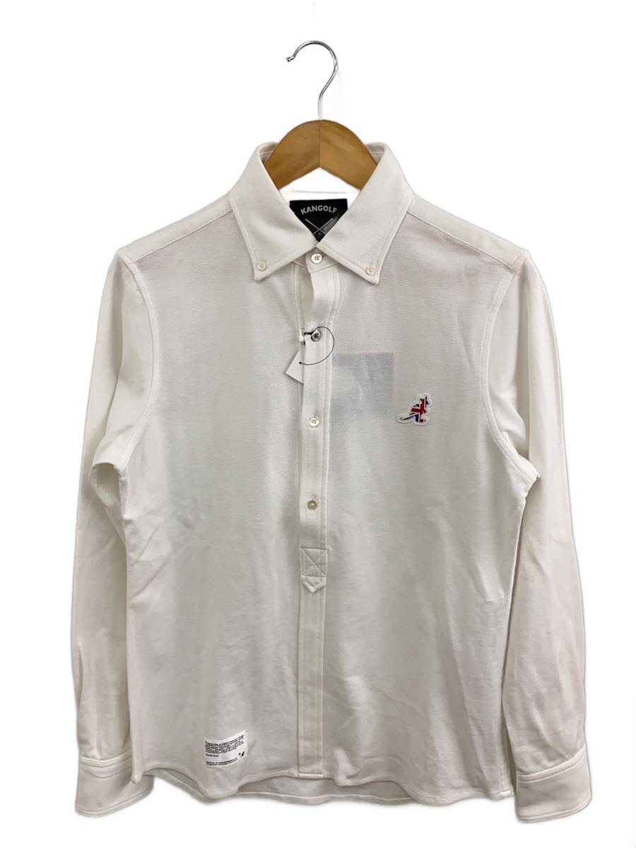 KANGOL◆KANGOLF/カンゴルフ/Basic Pull-Over Polo L/S/ポロシャツ/L/WHT
