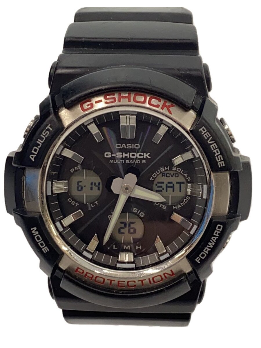 【中古】CASIO◆ソーラー腕時計・G-SHOCK/デジアナ/ラバー/BLK/BLK【服飾雑貨他】