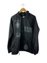 【中古】HUF◆ナイロンジャケット/L/ナイロン/BLK/無地/WORLD WIDE/コーチジャケット【メンズウェア】