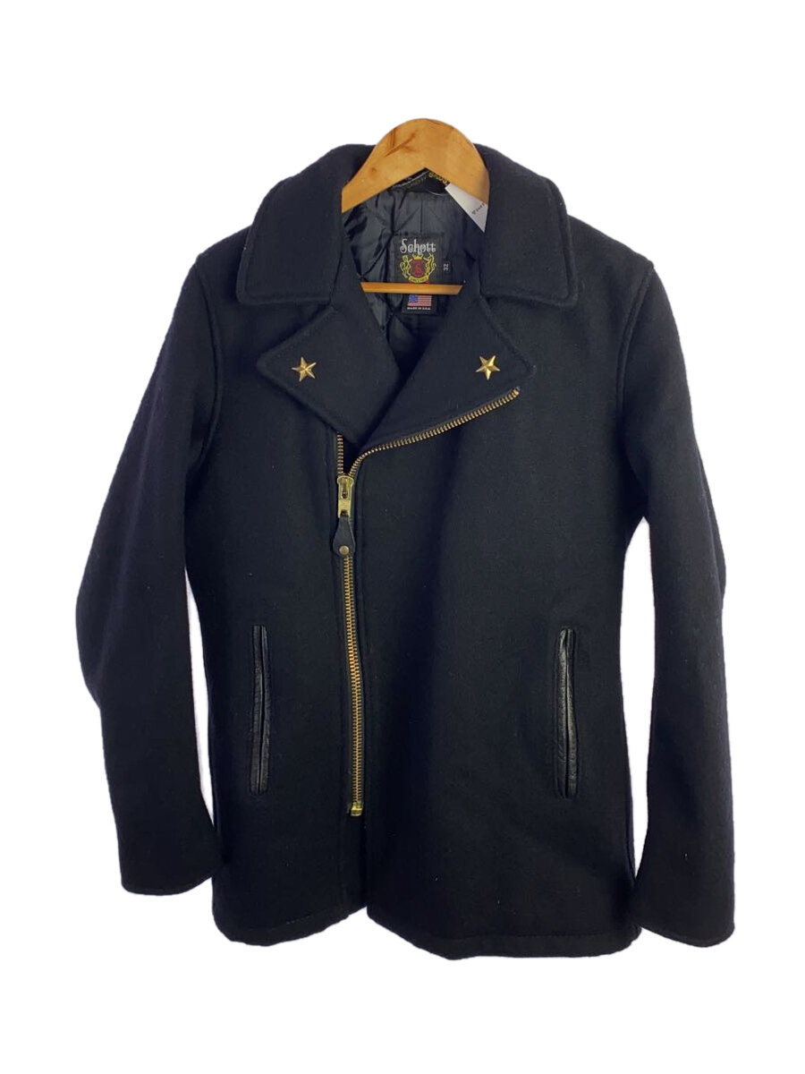 【中古】Schott◆ダブルライダースジャケット/32/ウール/BLK/7068【レディースウェア】