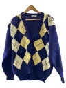 【中古】hampton house/カーディガン(厚手)/38/ウール/NVY/ENGLAND製/アーガイル柄//【メンズウェア】