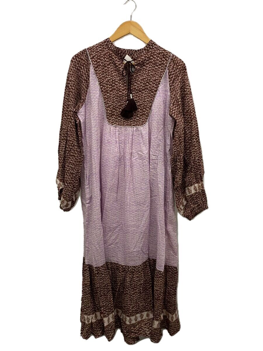 【中古】Aguni/16-23SS-OP017/長袖ワンピース/one/コットン/ボルドー/花柄【レディースウェア】