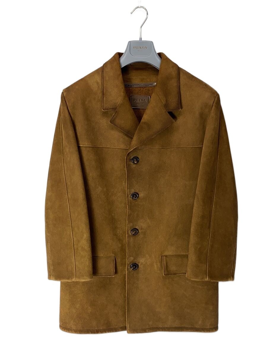 Rakuten - 【中古】PRADA◆23AW/カーコート/ラムレザー/コート/44/羊革/BRW/無地【メンズウェア】