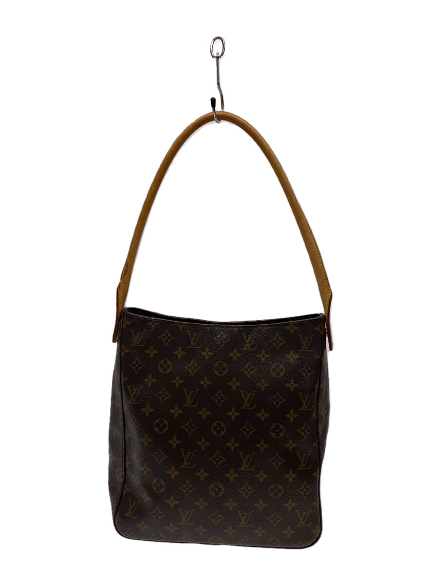 【中古】LOUIS VUITTON◆ルーピングGM_モノグラム・キャンバス_BRW/PVC/BRW/モノグラム【バッグ】