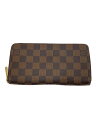 【中古】LOUIS VUITTON◆1)ジッピー・ウォレット_ダミエ・エベヌ_BRW/PVC/ブラウン/メンズ【服飾雑貨他】