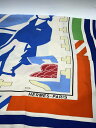 【中古】HERMES◆PUZZLEスカーフ/シルク/BLU/総柄/レディース/カレ90【服飾雑貨他】
