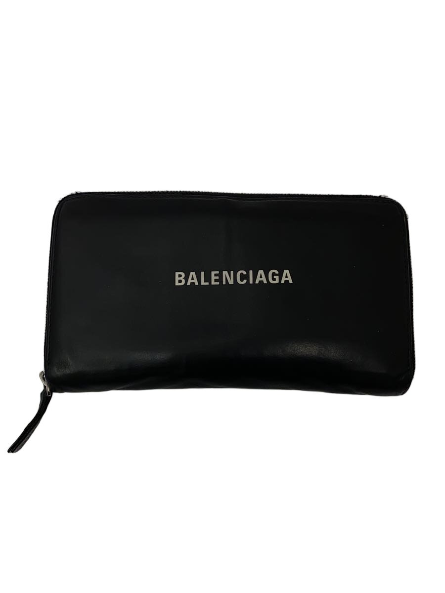【中古】BALENCIAGA◆長財布/レザー/BLK/無地/メンズ/551935【服飾雑貨他】