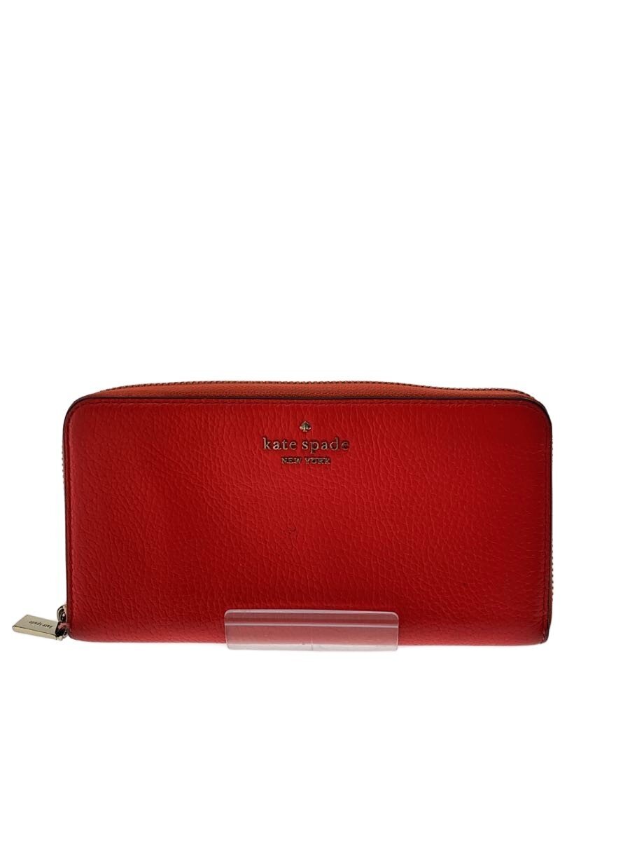 【中古】kate spade new york◆長財布/--/RED/無地/レディース/WLR00392【服飾雑貨他】