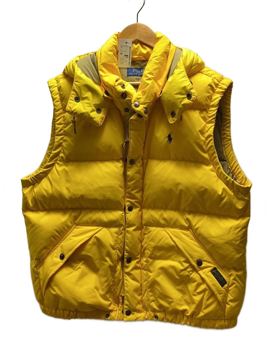 【中古】POLO RALPH LAUREN◆ダウンベスト/XL/ポリエステル/YLW/無地/7286672EDT【メンズウェア】