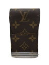 【中古】LOUIS VUITTON◆エテュイ・シガレット_モノグラムキャンバス/レザー/BRW/モノグラム/ユニセックス/M63024【服飾雑貨他】