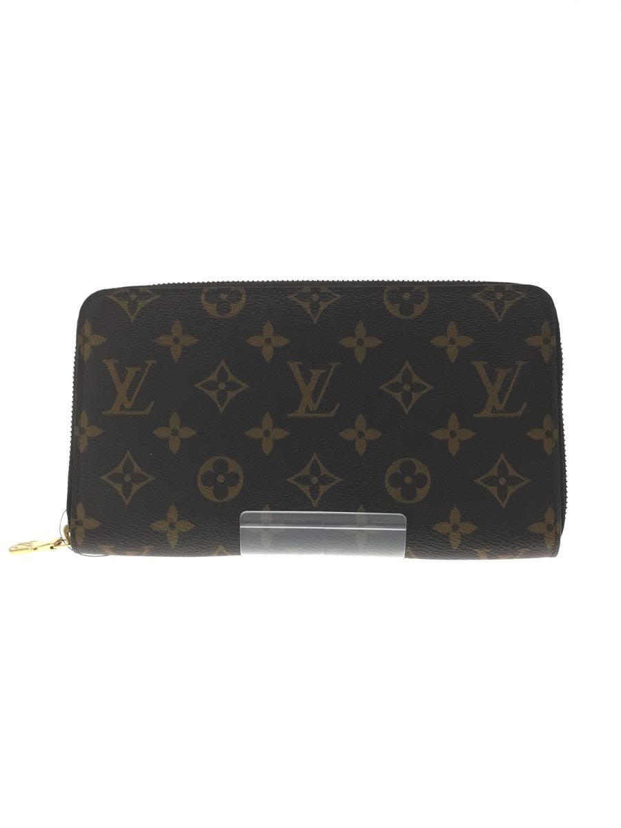 【中古】LOUIS VUITTON◆ジッピー・オーガナイザー_モノグラム_GRY/PVC/ブラウン/メンズ/M62581【服飾雑貨他】