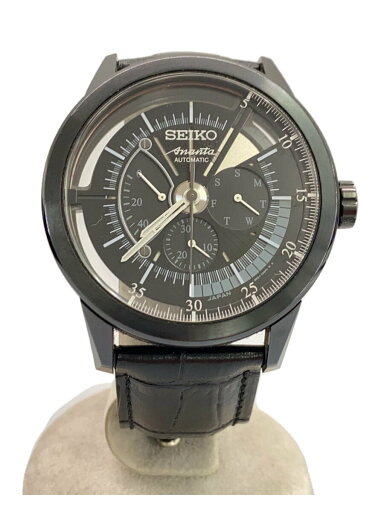 【中古】SEIKO◆自動巻腕時計/アナログ/レザー/BLK/BLK/6R21-00F0【服飾雑貨他】 【中古】SEIKO◆自動巻腕時計/アナログ/レザー/BLK/BLK/6R21-00F0【服飾雑貨他】
