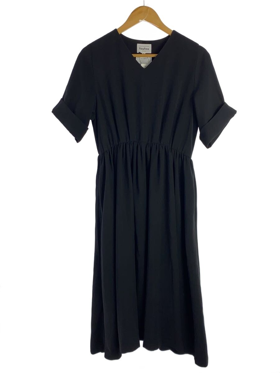 ≪通常販売≫THE foufou◇半袖ワンピース/O/コットン/BLK/無地 DRESS