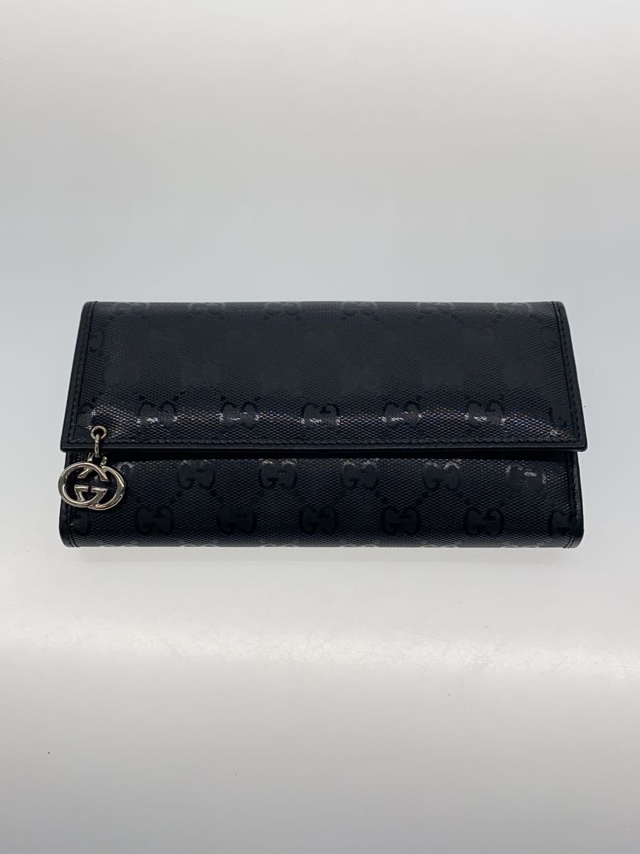 【中古】GUCCI◆長サイフ_GGインプリメ/PVC/BLK/メンズ【服飾雑貨他】