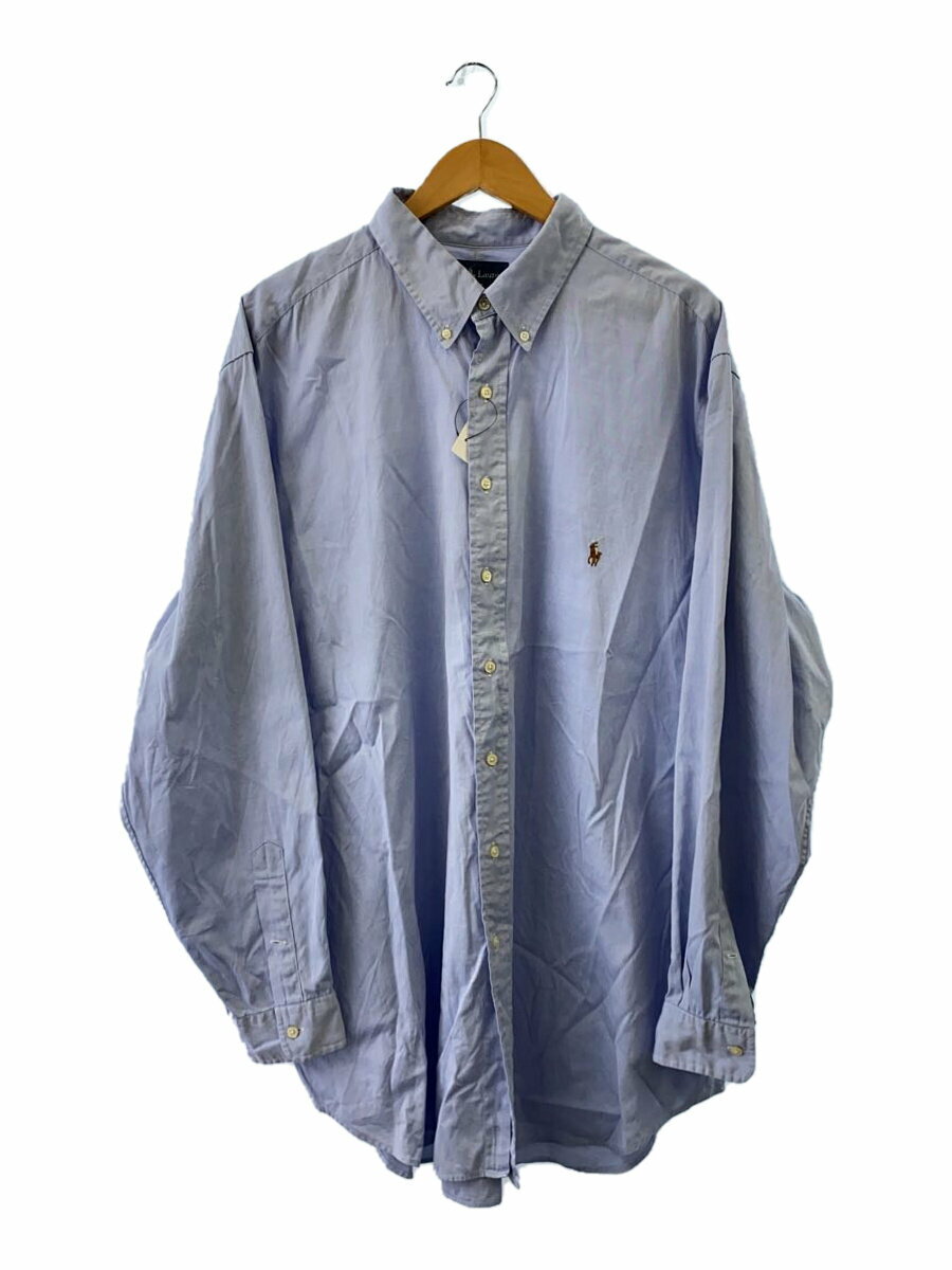 【中古】POLO RALPH LAUREN◆CLASSIC FIT/181/2/90s/長袖シャツ/--/コットン/BLU/無地【メンズウェア】