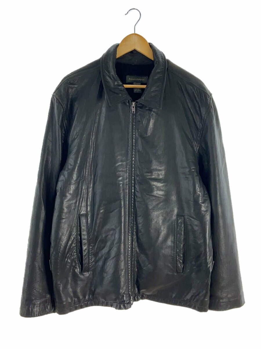 【中古】BANANA REPUBLIC◆レザージャケット・ブルゾン/L/レザー/BLK/ブラック/羽織【メンズウェア】