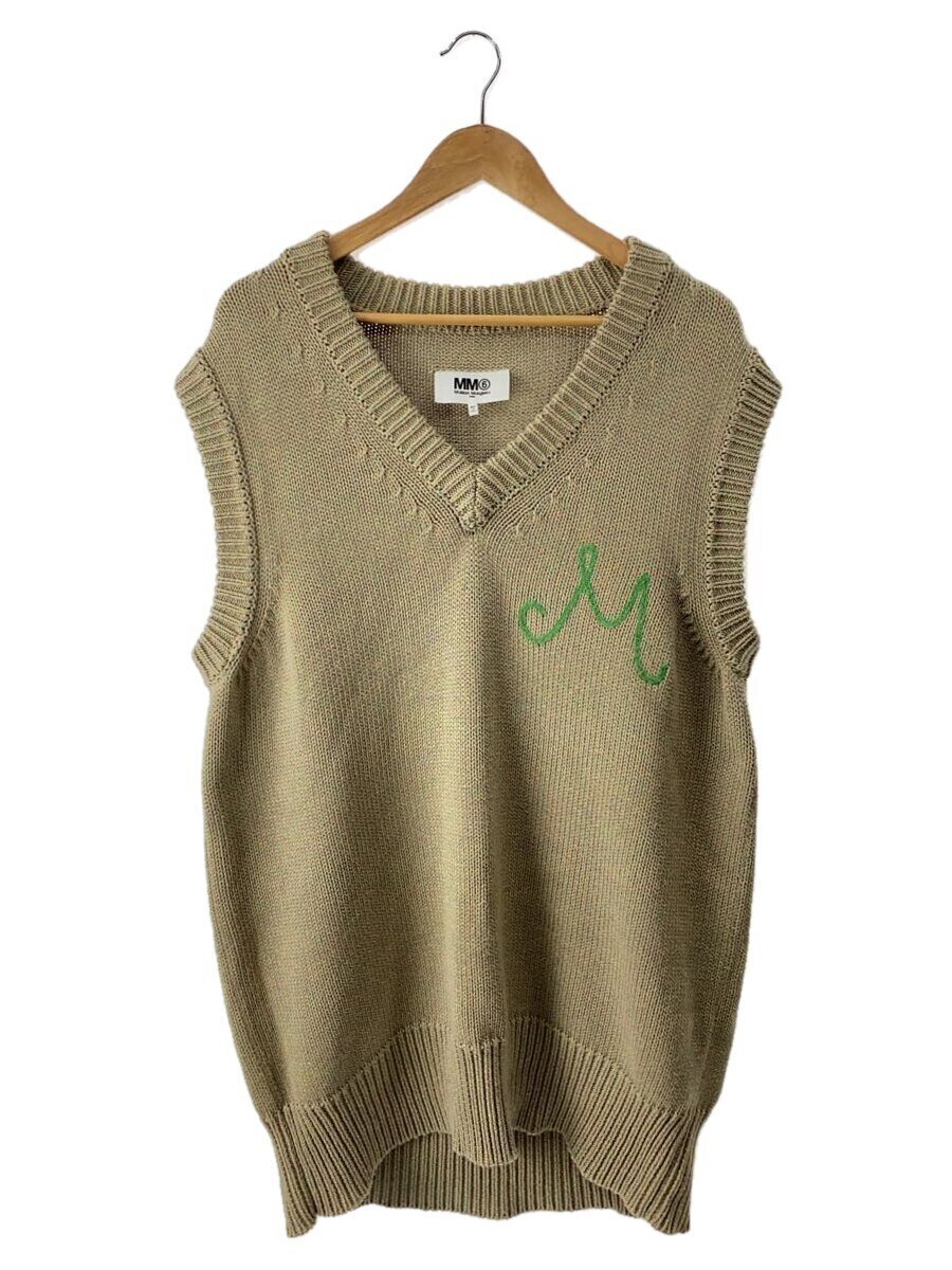 【中古】MM6◆ニットベスト(厚手)/S/コットン/ベージュ/無地/MM6/エムエムシックス【メンズウェア】