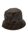 【中古】FENDI◆ハット/S/レザー/BRW/総柄/レディース/65069990//【服飾雑貨他】