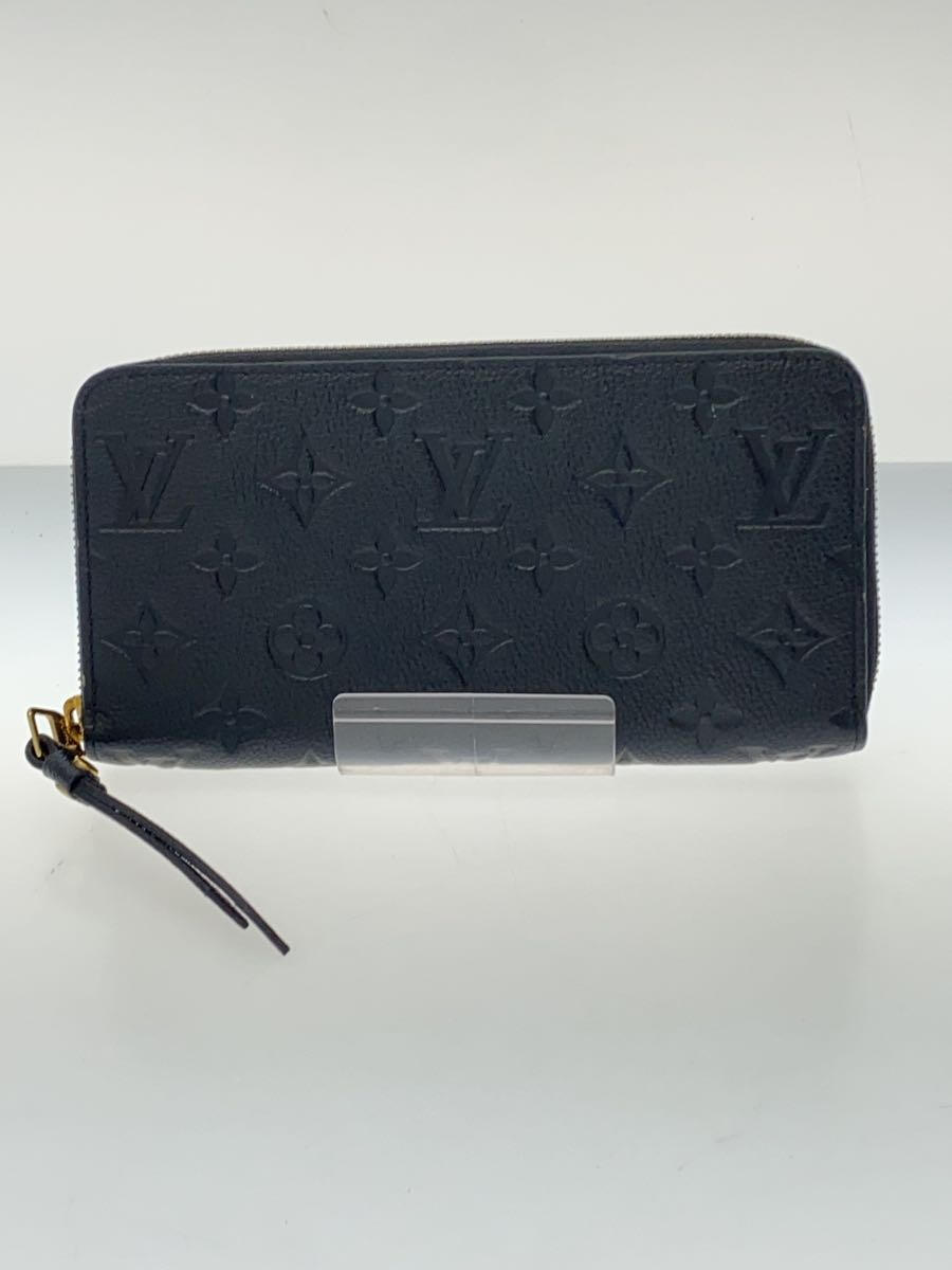 【中古】LOUIS VUITTON◆ジッピー・ウォレット_モノグラム・アンプラント_BLK/牛革/BLK/メンズ【服飾雑貨他】