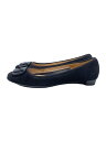 【中古】Salvatore Ferragamo◆フラットパンプス/--/BLK/スウェード【シューズ】(4)