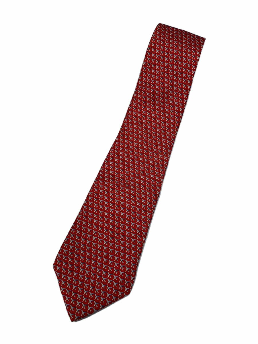 【中古】BROOKS BROTHERS◆ネクタイ/シルク/RED/総柄/メンズ【服飾雑貨他】