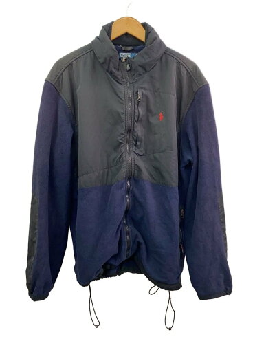 【中古】POLO RALPH LAUREN◆フリースジャケット/XL/ポリエステル/ネイビー/ブラック/フリース切替/フード収納【メンズウェア】 【中古】POLO RALPH LAUREN◆フリースジャケット/XL/ポリエステル/ネイビー/ブラック/フリース切替/フード収納【メンズウェア】