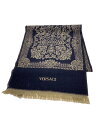 【中古】VERSACE◆マフラー/ウール/NVY/メンズ【服飾雑貨他】