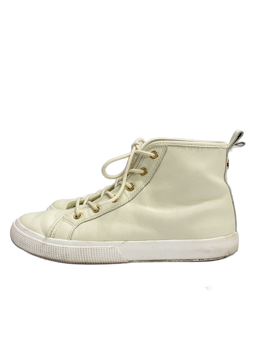 【中古】LAUREN RALPH LAUREN◆ハイカットスニーカー/37/クリーム/レザー【シューズ】