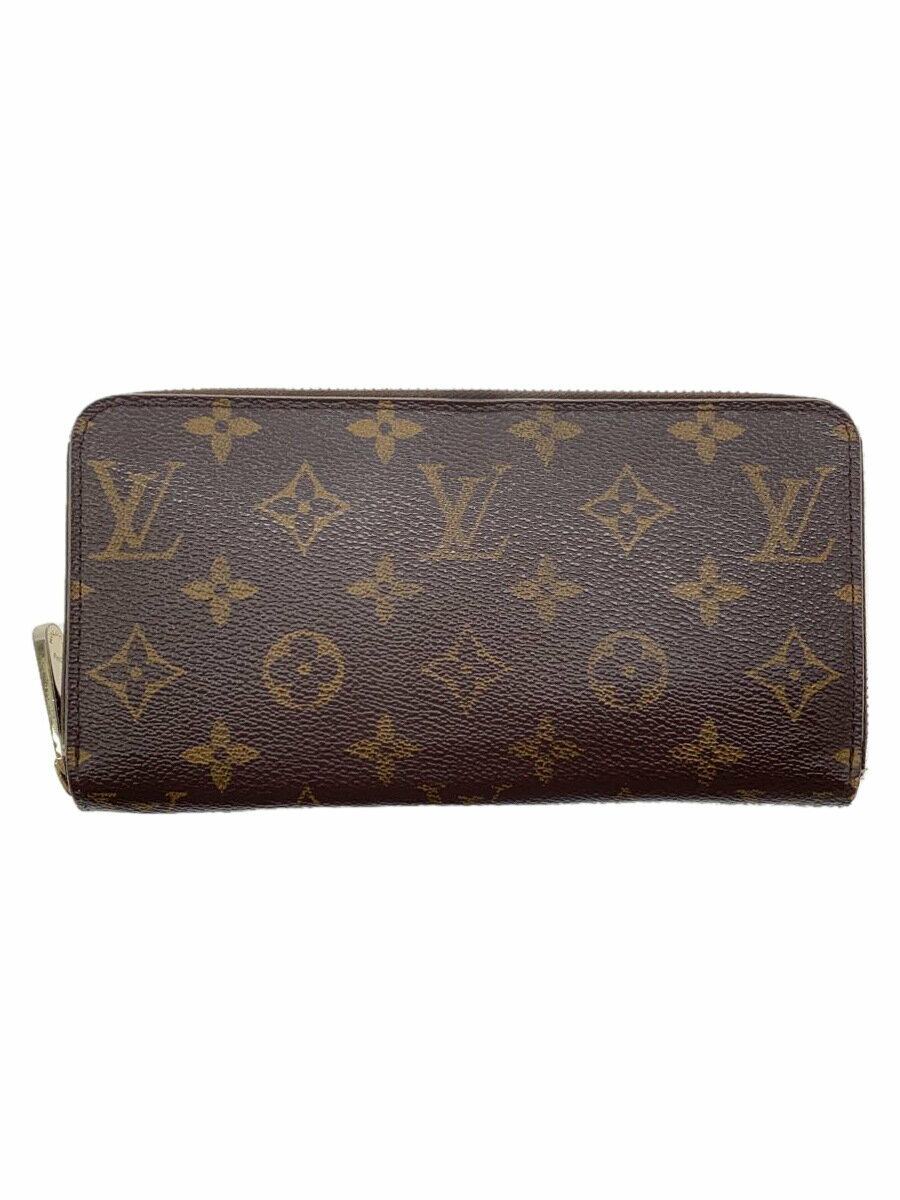 【中古】LOUIS VUITTON◆1)ジッピー・ウォレット_モノグラム・キャンバス_BRW/PVC/BRW/総柄/角擦れ有【服飾雑貨他】