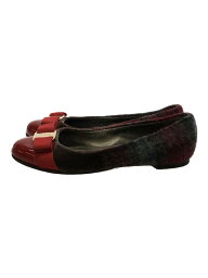 【中古】Salvatore Ferragamo◆Salvatore Ferragamo サルヴァトーレフェラガモ RED/リボンフラットパンプス【シューズ】