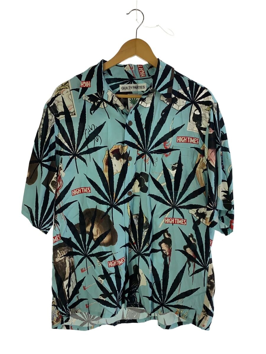 WACKO MARIA◆HAWAIIAN SHIRT TYPE-2/HIGH TIMES/お化け/アロハシャツ/M/レーヨン/BLU//
