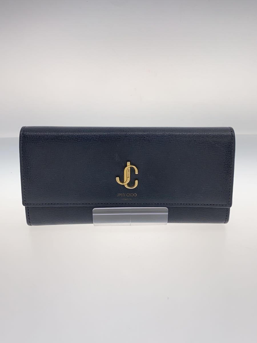【中古】JIMMY CHOO◆長財布/レザー/BLK/無地/レディース【服飾雑貨他】