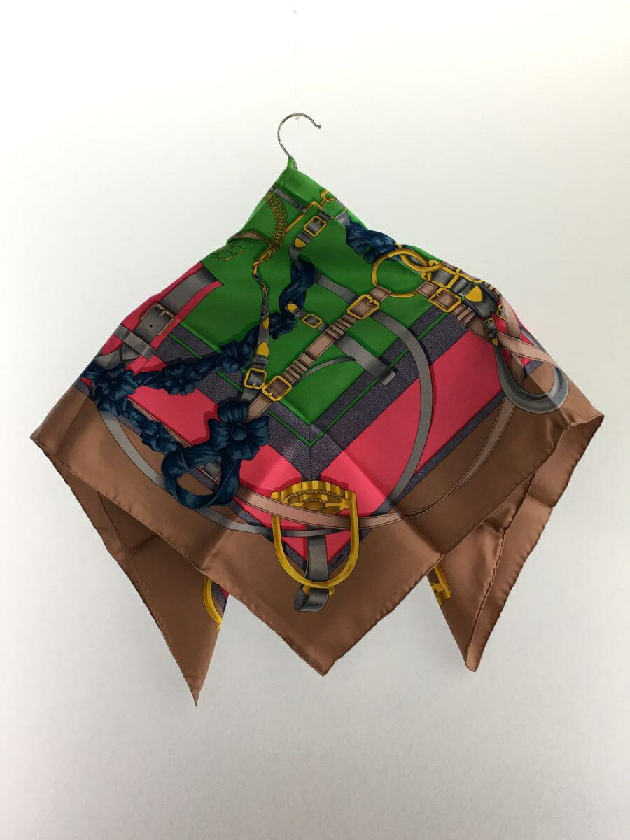 【中古】HERMES◆カレ90/ストール/シルク/マルチカラー/レディース【服飾雑貨他】