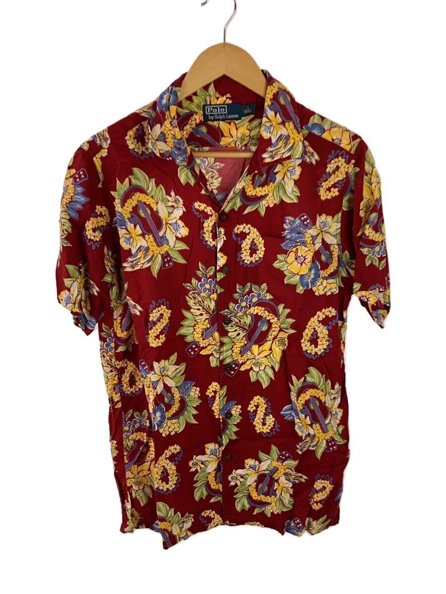 【中古】POLO RALPH LAUREN◆アロハシャツ/S/レーヨン/RED【メンズウェア】