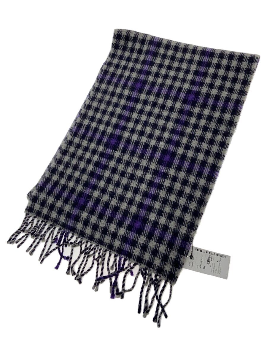 【中古】Joshua Ellis◆マフラー/カシミア/GRY/千鳥格子/レディース【服飾雑貨他】