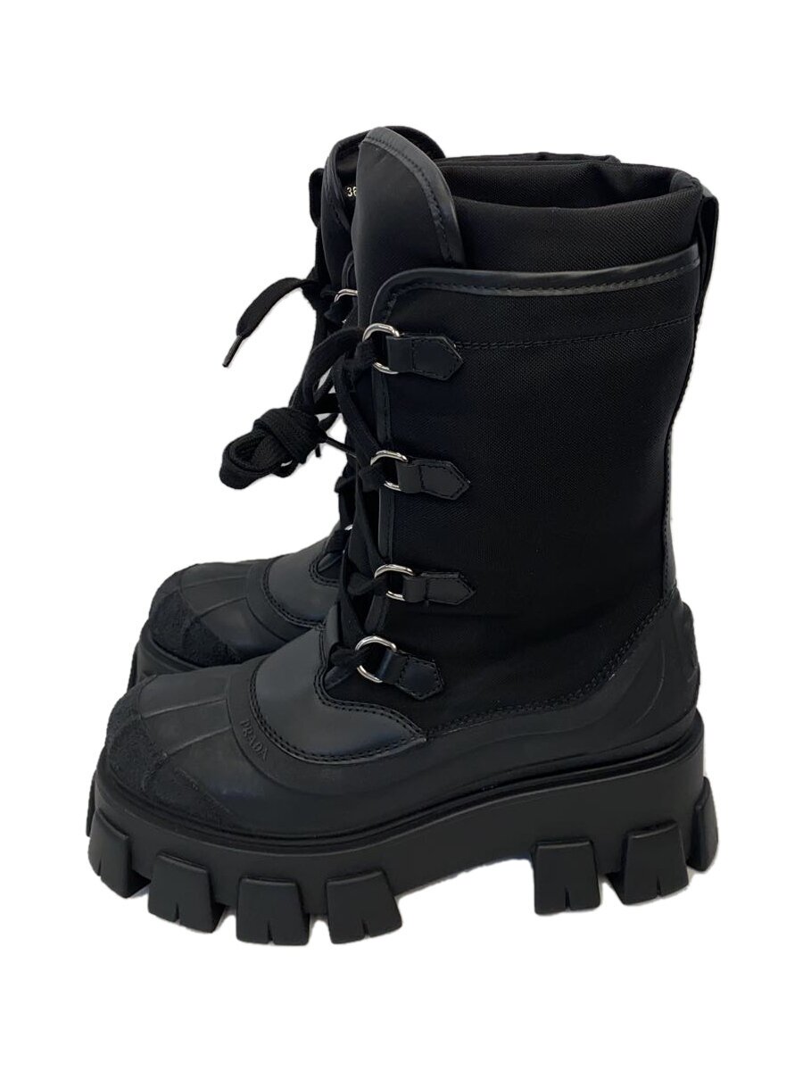 【中古】PRADA◆ブーツ/37.5/BLK/1U363M///