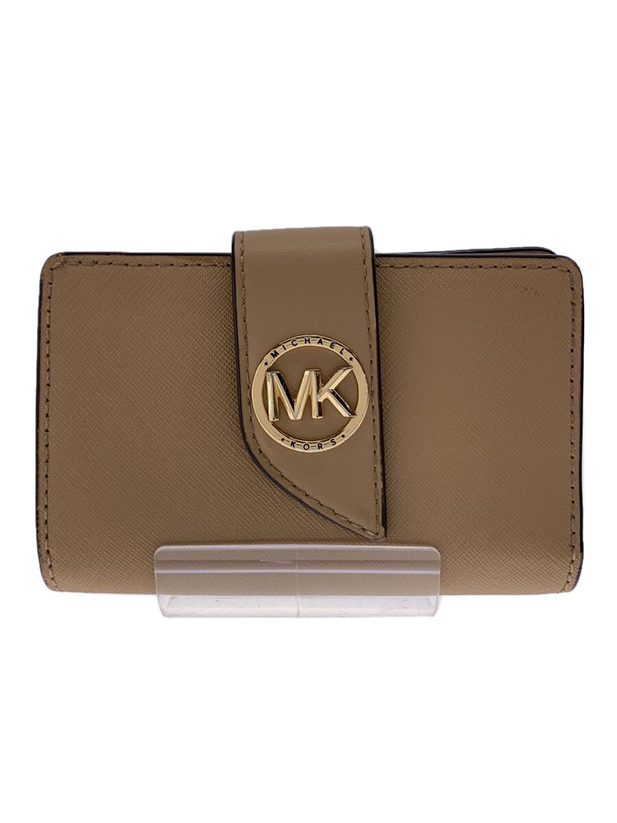 【中古】MICHAEL KORS◆2つ折り財布/レザー/CML/無地/レディース/DI-2301【服飾雑貨他】