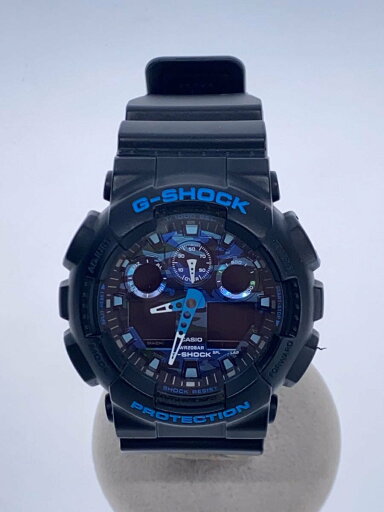【中古】CASIO◆クォーツ腕時計/アナログ/ラバー/黒/ネイビー/GA-100CB//【服飾雑貨他】 【中古】CASIO◆クォーツ腕時計/アナログ/ラバー/黒/ネイビー/GA-100CB//【服飾雑貨他】