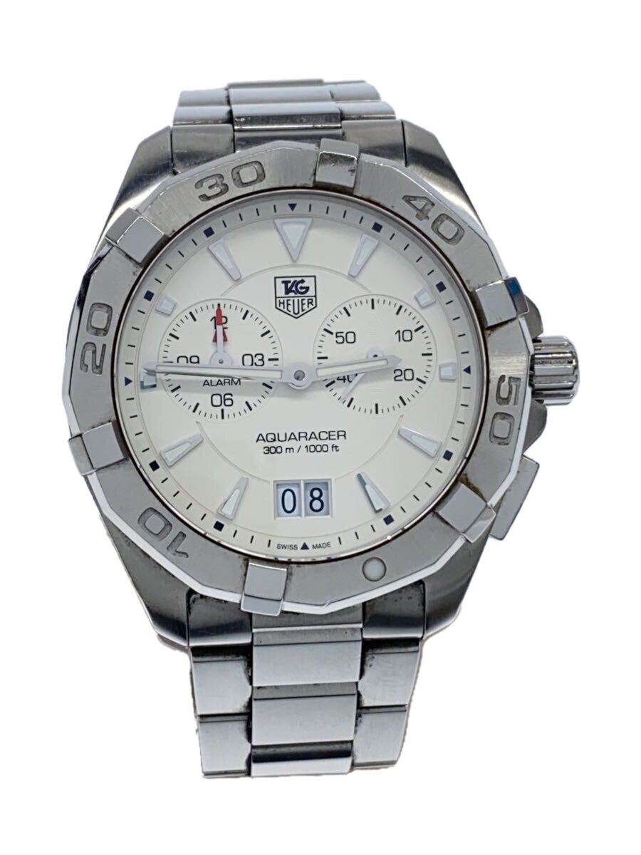 【中古】TAGHeuer◆アクアレーサー_300M_アラーム_QZ_SS_41mm/デジタル/ステンレス/WHT/SLV/SS【服飾雑貨他】