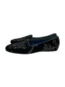 【中古】GUCCI◆ベルベット フラットパンプス/37/ブラック×グレー×ブルー【シューズ】