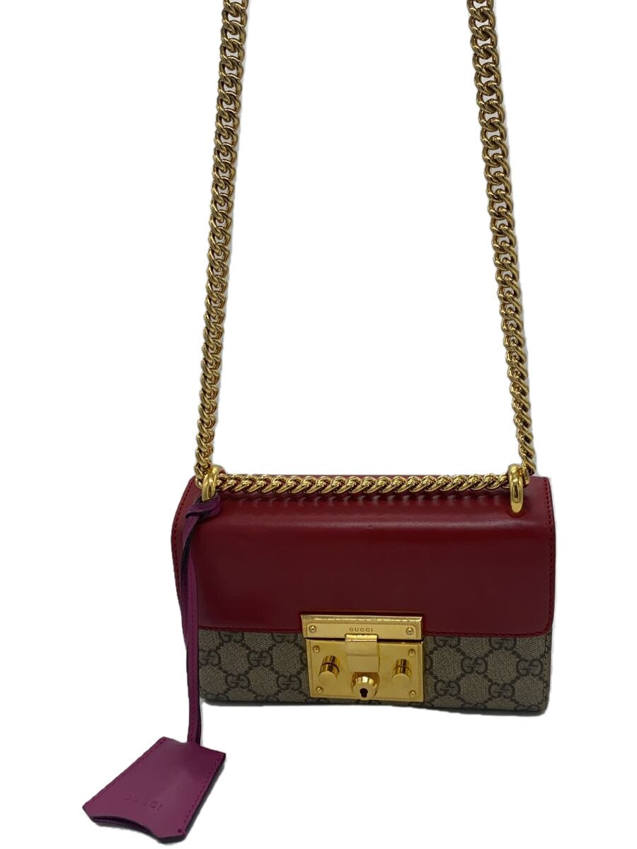 GUCCI - 【中古】GUCCI◆スモール・チェーン・ショルダーバッグ_パドロック_GGスプリーム/キャンバス/BEG【バッグ】